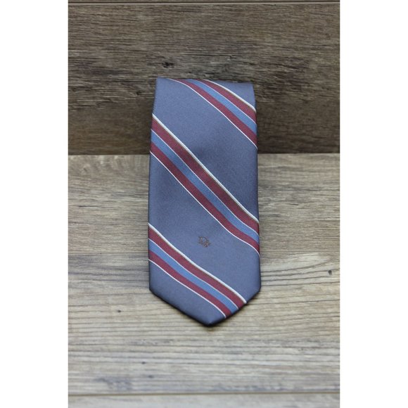 Christian Dior vintage gray striped‎ classic tie - Picture 2 of 10